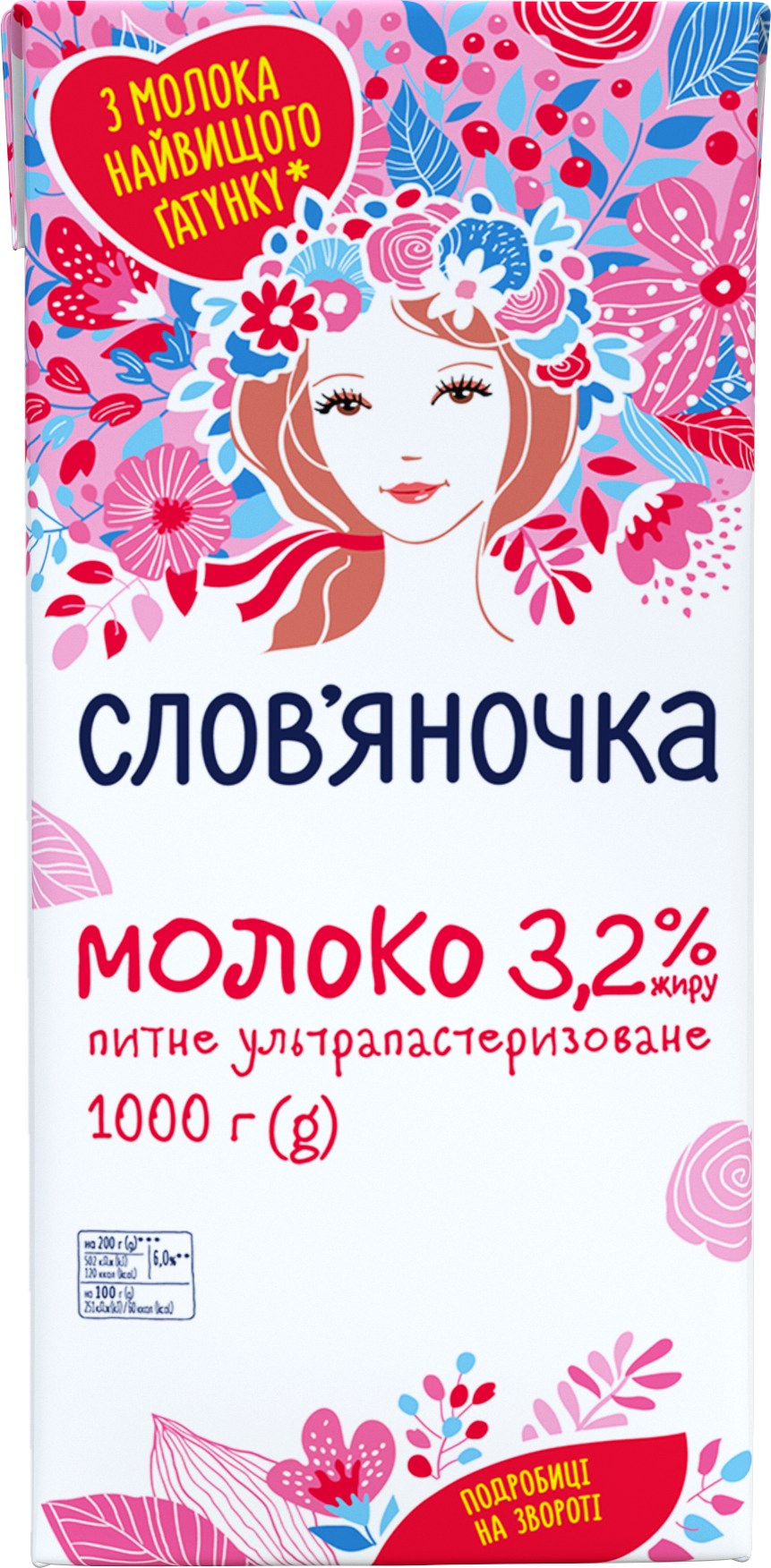 Молоко Ультрапастеризоване Слов'яночка 3.2% 1.0кг